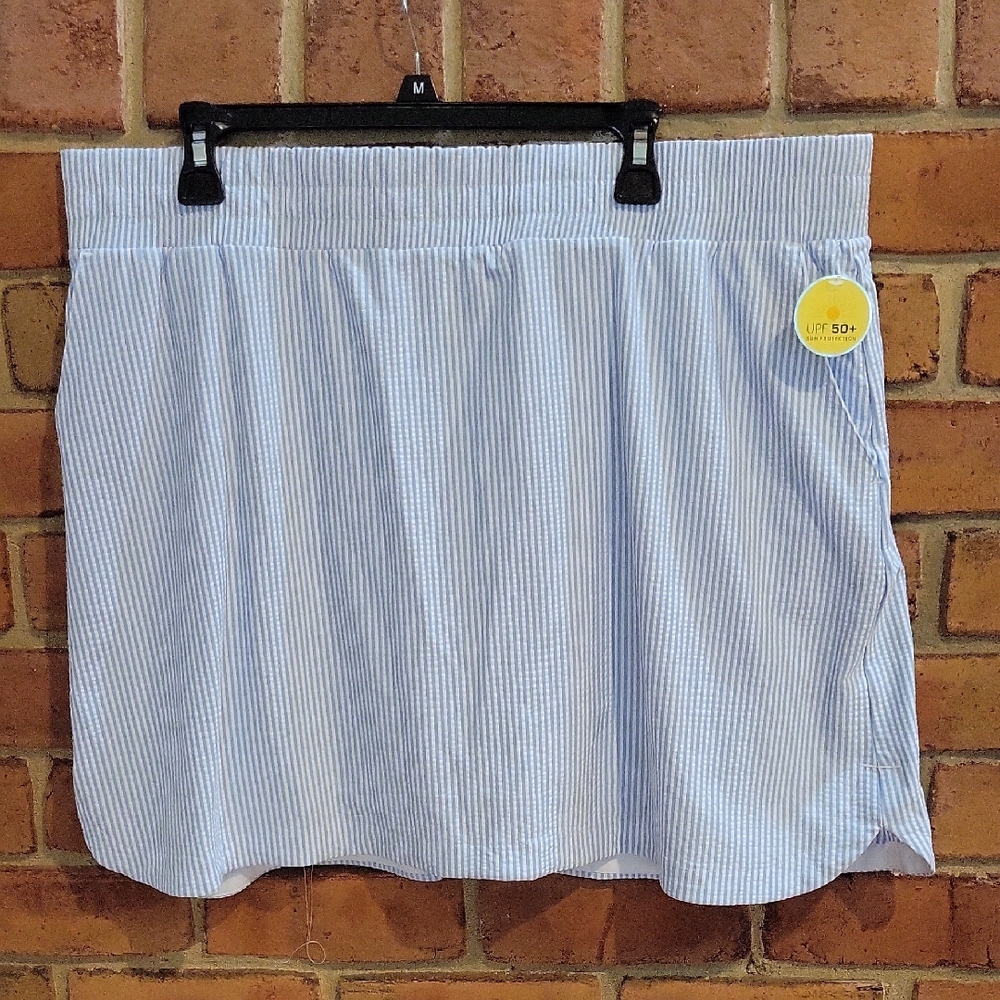 Blue and White Striped Skirt
